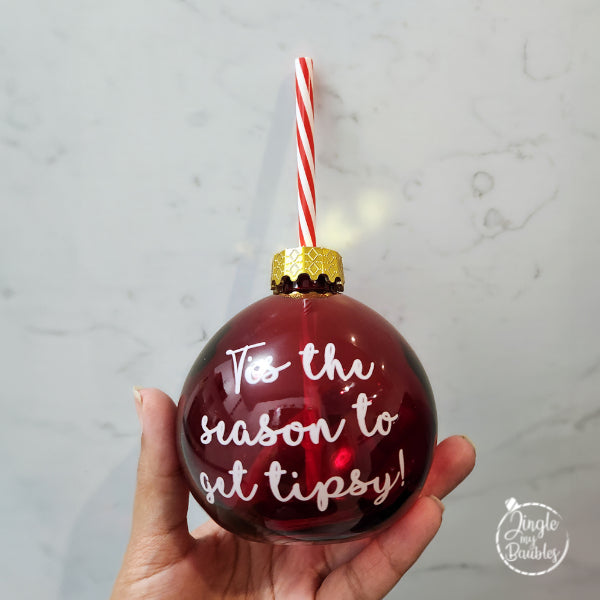 Glass Drinking Bauble with Straw